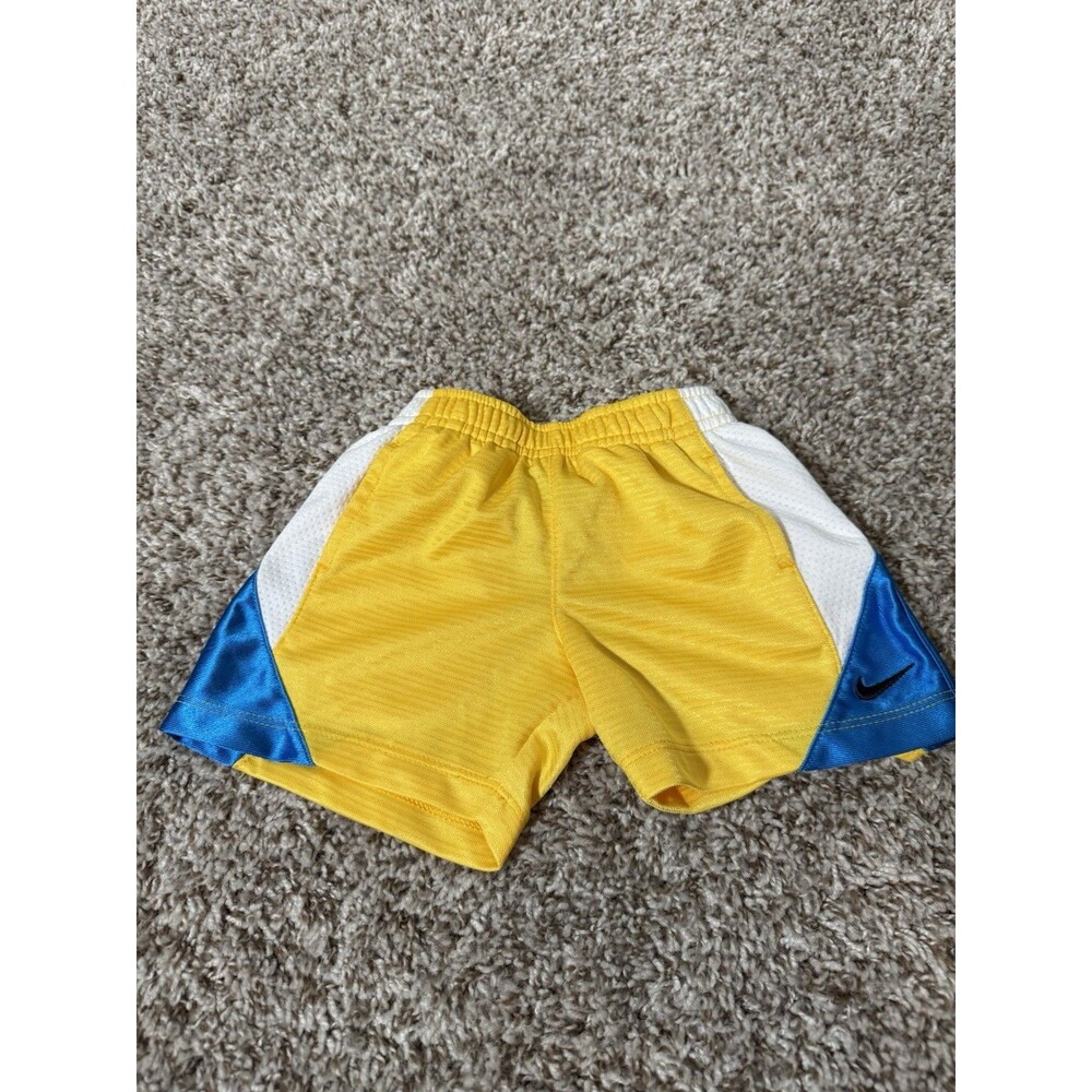 Nike Toddler Boys Mesh Basketball Shorts 12M Yellow Blue Logo